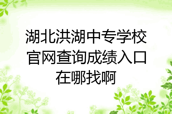 湖北洪湖中专学校官网查询成绩入口在哪找啊