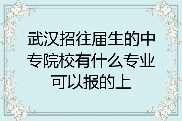 武汉招往届生的中专院校有什么专业可以报的上