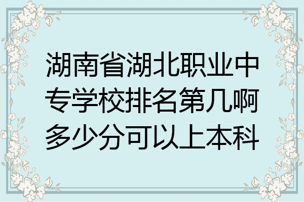 湖南省湖北职业中专学校排名第几啊多少分可以上本科