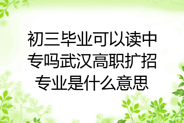 初三毕业可以读中专吗武汉高职扩招专业是什么意思