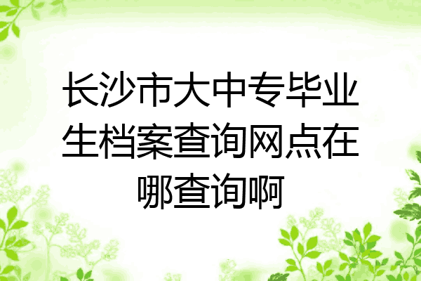 长沙市大中专毕业生档案查询网点在哪查询啊