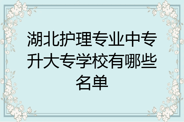 湖北护理专业中专升大专学校有哪些名单