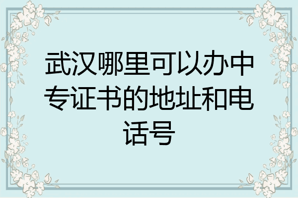 武汉哪里可以办中专证书的地址和电话号