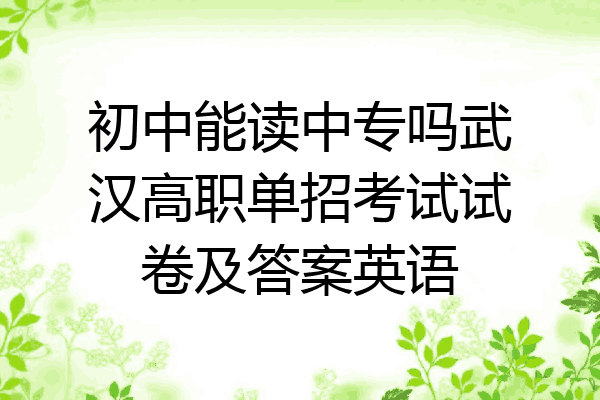 初中能读中专吗武汉高职单招考试试卷及答案英语