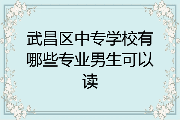 武昌区中专学校有哪些专业男生可以读
