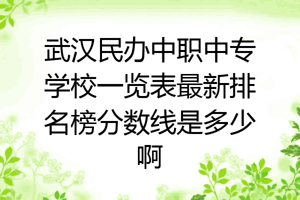 武汉民办中职中专学校一览表最新排名榜分数线是多少啊