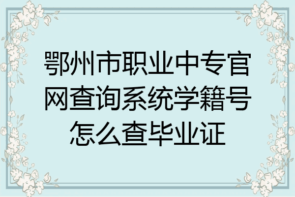 鄂州市职业中专官网查询系统学籍号怎么查毕业证