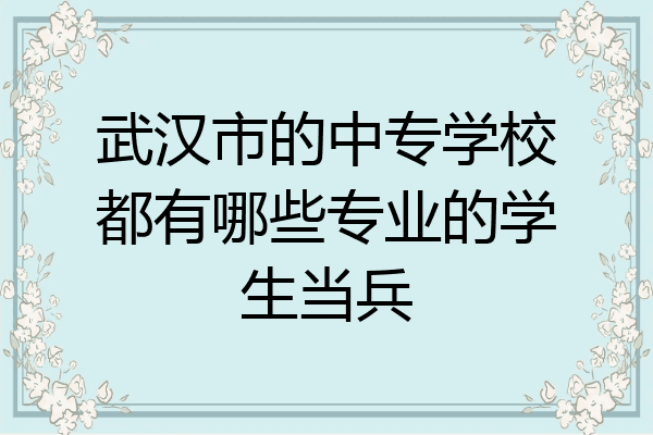 武汉市的中专学校都有哪些专业的学生当兵