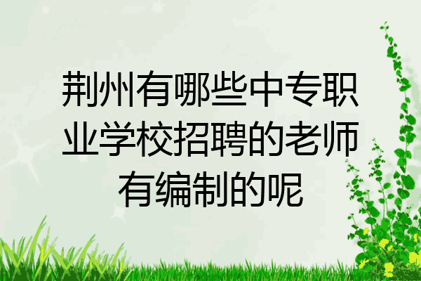 荆州有哪些中专职业学校招聘的老师有编制的呢