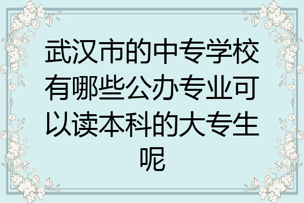 武汉市的中专学校有哪些公办专业可以读本科的大专生呢