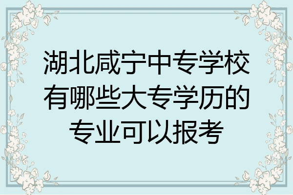 湖北咸宁中专学校有哪些大专学历的专业可以报考
