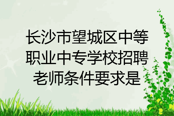 长沙市望城区中等职业中专学校招聘老师条件要求是