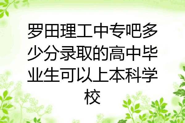 罗田理工中专吧多少分录取的高中毕业生可以上本科学校