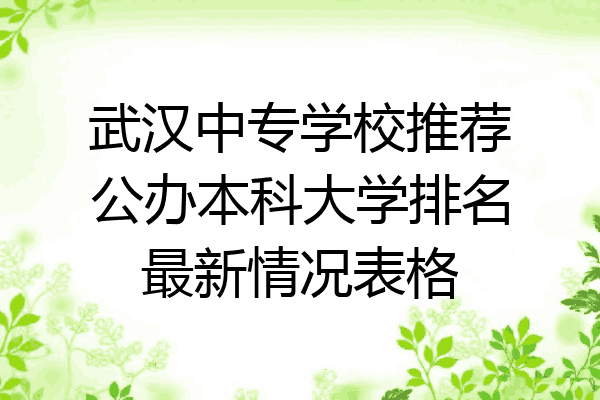 武汉中专学校推荐公办本科大学排名最新情况表格