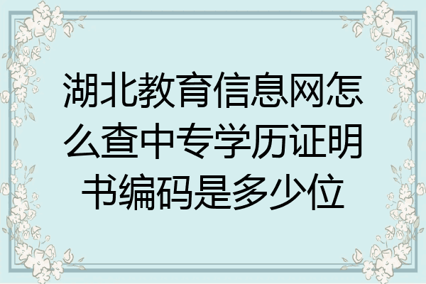 湖北教育信息网怎么查中专学历证明书编码是多少位