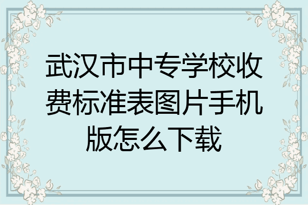 武汉市中专学校收费标准表图片手机版怎么下载
