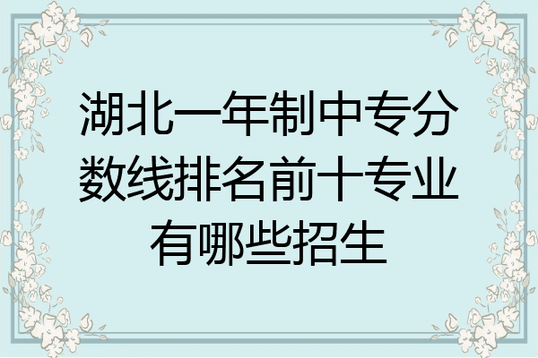 湖北一年制中专分数线排名前十专业有哪些招生
