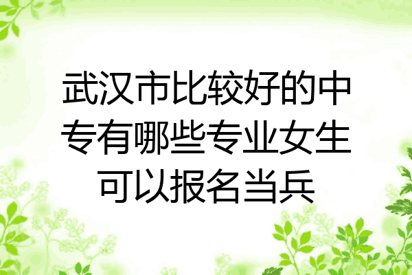 武汉市比较好的中专有哪些专业女生可以报名当兵