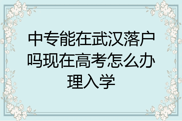 中专能在武汉落户吗现在高考怎么办理入学