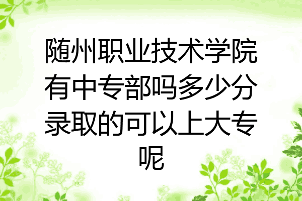 随州职业技术学院有中专部吗多少分录取的可以上大专呢