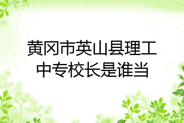 黄冈市英山县理工中专校长是谁当