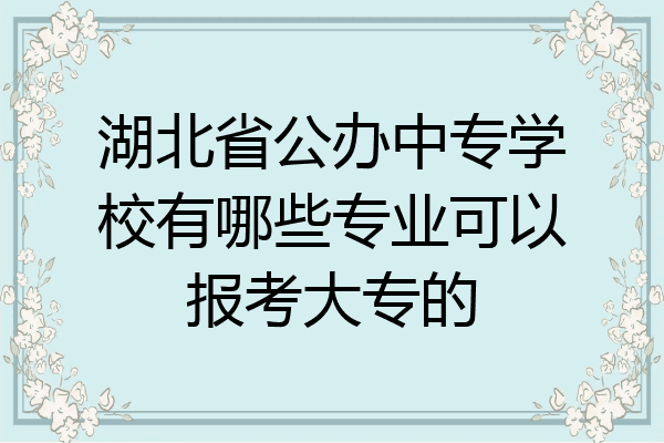 湖北省公办中专学校有哪些专业可以报考大专的