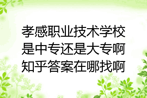 孝感职业技术学校是中专还是大专啊知乎答案在哪找啊