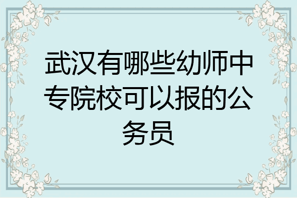 武汉有哪些幼师中专院校可以报的公务员