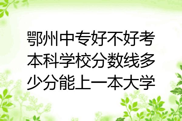 鄂州中专好不好考本科学校分数线多少分能上一本大学