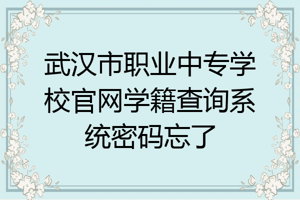武汉市职业中专学校官网学籍查询系统密码忘了