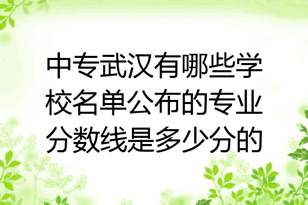 中专武汉有哪些学校名单公布的专业分数线是多少分的
