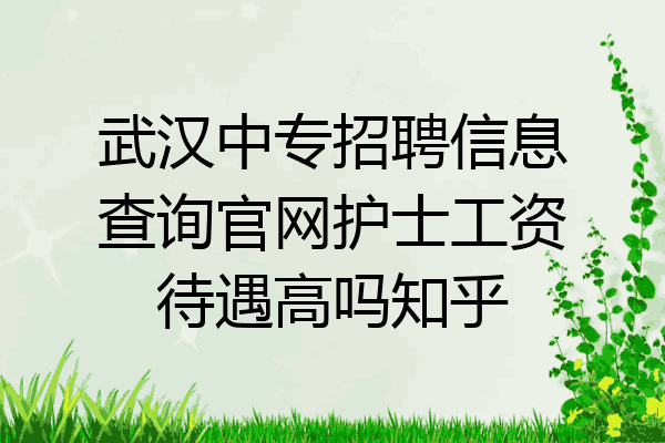 武汉中专招聘信息查询官网护士工资待遇高吗知乎