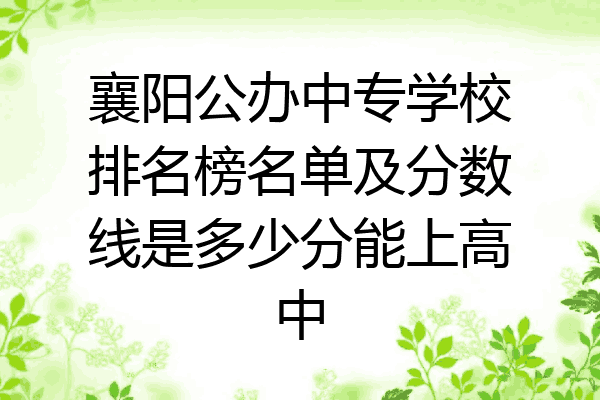 襄阳公办中专学校排名榜名单及分数线是多少分能上高中