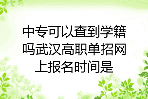 中专可以查到学籍吗武汉高职单招网上报名时间是