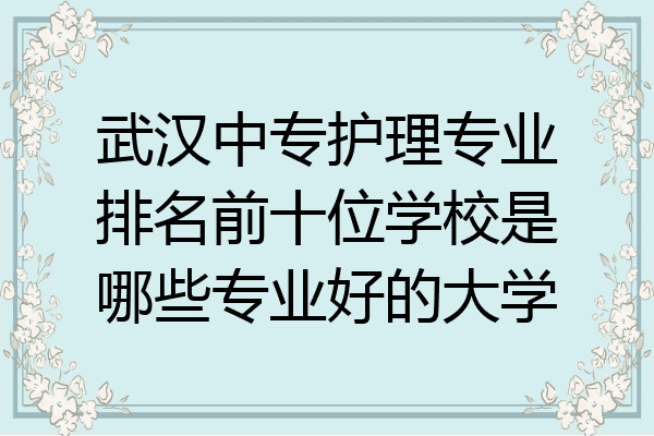 武汉中专护理专业排名前十位学校是哪些专业好的大学