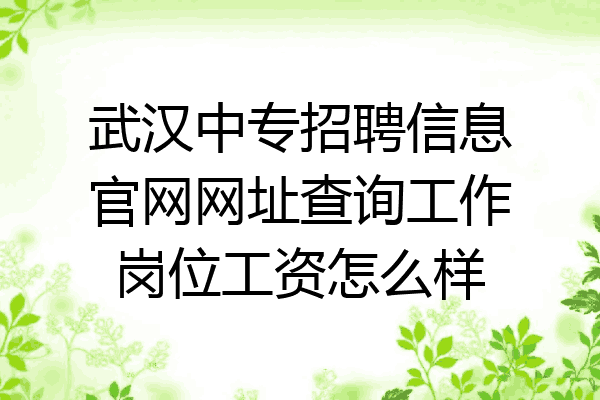 武汉中专招聘信息官网网址查询工作岗位工资怎么样
