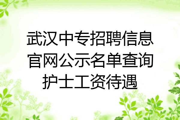 武汉中专招聘信息官网公示名单查询护士工资待遇