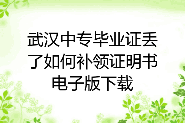 武汉中专毕业证丢了如何补领证明书电子版下载