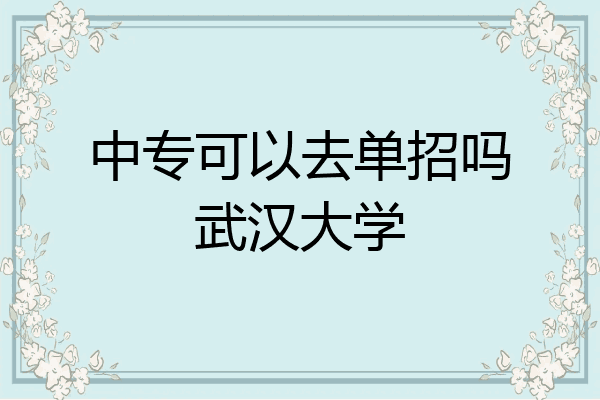中专可以去单招吗武汉大学