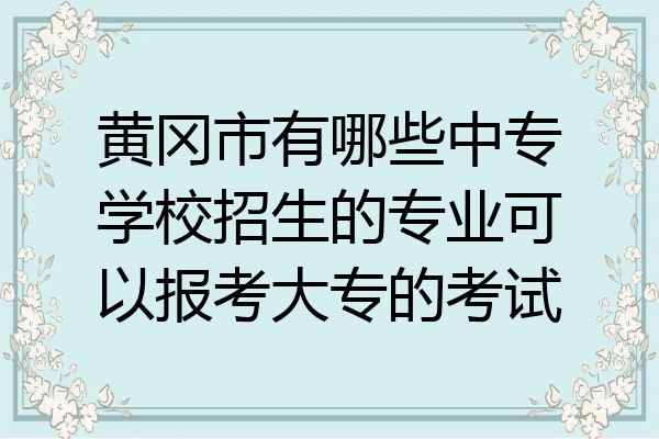 黄冈市有哪些中专学校招生的专业可以报考大专的考试