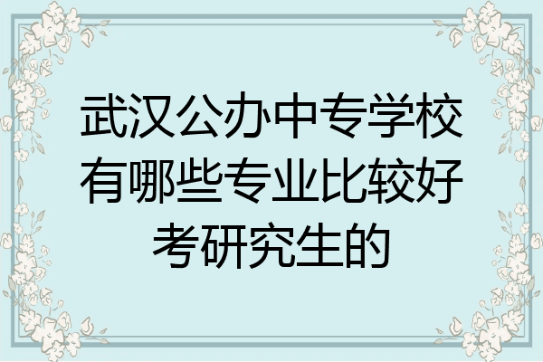 武汉公办中专学校有哪些专业比较好考研究生的