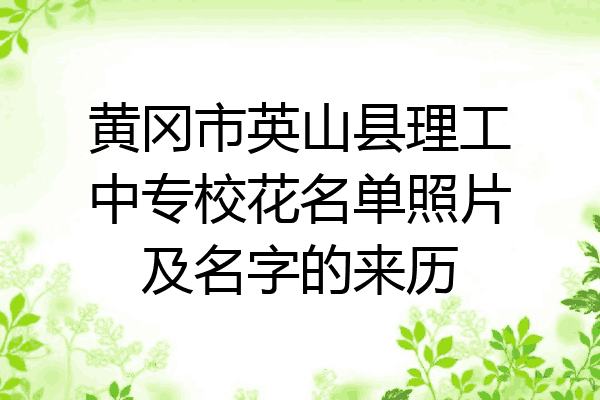 黄冈市英山县理工中专校花名单照片及名字的来历
