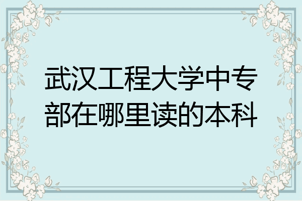 武汉工程大学中专部在哪里读的本科