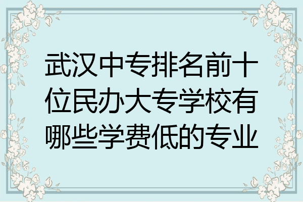 武汉中专排名前十位民办大专学校有哪些学费低的专业