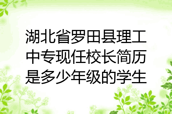 湖北省罗田县理工中专现任校长简历是多少年级的学生
