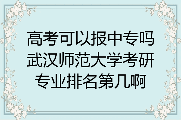 高考可以报中专吗武汉师范大学考研专业排名第几啊