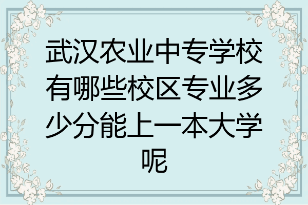 武汉农业中专学校有哪些校区专业多少分能上一本大学呢