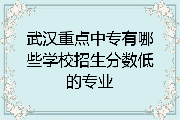 武汉重点中专有哪些学校招生分数低的专业