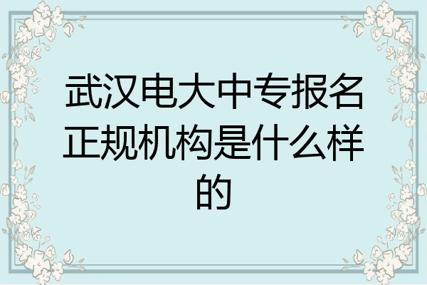 武汉电大中专报名正规机构是什么样的