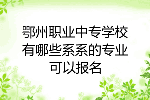 鄂州职业中专学校有哪些系系的专业可以报名